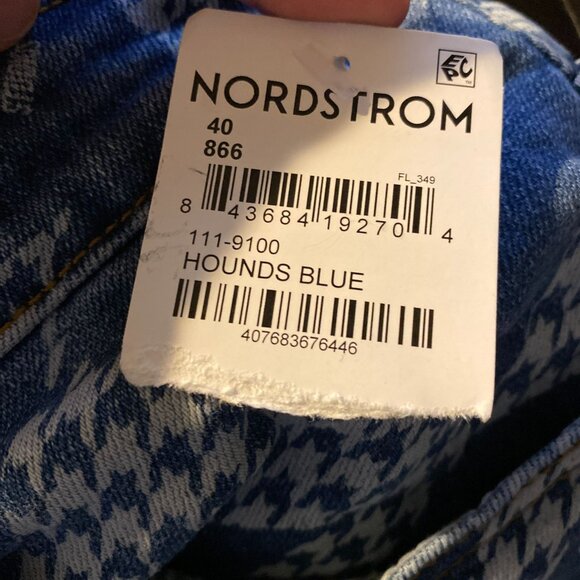 WELL KNOWN Houndstooth Skinny Jeans Denim Blue Cotton Blend 40 x 36 NWT $245 - Picture 9 of 10